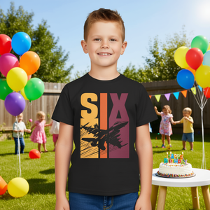 T-shirt retrò con aereo da caccia militare per bambini di 6 anni, regalo per il sesto compleanno - Product Image 3