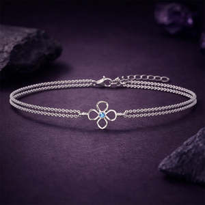 Pulsera de Oro de 14k y Plata 925 con Baño de Rodio, Diseño de Pulsera Tenis con Diamantes y Perlas en Forma de Flor para Cada Momento - Product Image 2
