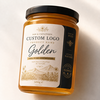 Étiquettes personnalisées pour miel avec logo imprimé, résistantes à l'humidité en BOPP, fabriquées pour les pots de confiture et les bouteilles