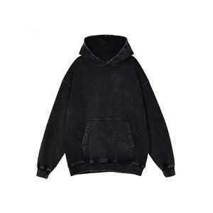 เสื้อฮู้ดดี้ผ้าฟลีซกันน้ำ 100% ผ้าฝ้าย ผลิตตามแบบ OEM สไตล์วินเทจ ล้างสีแบบ Stone Wash และ Acid Wash ทรงปกติ - Product Image 4