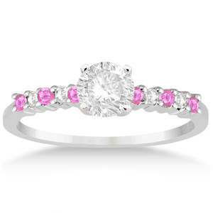 Anillo de Compromiso Romántico de Oro Blanco de 14K con Morganita Natural de 0.15ct y Zafiro Rosa, Corte Ovalado y Corte Pera, Certificado IGI - Product Image 3