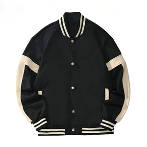 Veste universitaire unisexe à col montant, personnalisable, noire et blanche, pour l'hiver, élégante, en gros, vierge, personnalisable - Product Image 5