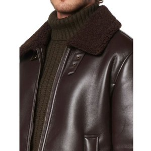Blouson aviateur en cuir pour homme 2025 F2, col en fourrure noire, style bombardier B3, matériau de qualité supérieure, vestes pour homme - Product Image 3