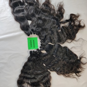 100% mechones de cabello de donante individual virgen Remy indio cutícula alineada ondulado negro suelto profundo Super onda extensiones humanas naturales - Product Image 5