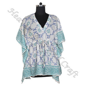 New Arrival 2024 Indian Hand Block Print Kaftan Robe KFCS089 Cotton <b>Summer</b> <b>Dress</b> Kimono Women <b>Loose</b> Fit Short Sleeve XL Size ODM - Product Image 4