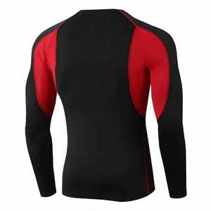 Fournisseurs de chemises de course à compression pour hommes, coupe ajustée, manches longues, chemise de compression de sport unie pour hommes, rashguard OEM - Product Image 2