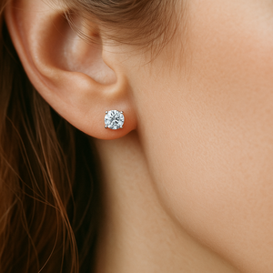 IGI Certified 14k & 18k Solid Gold Round Cut D Color 0.60 Carat Lab Grown Diamond <b>Stud</b> Earrings - Product Image 2