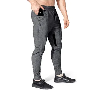 Kustom Logo tumpuk celana keringat katun kosong celana olahraga Gym Split elastis tali serut katun melebar keringat celana pria
