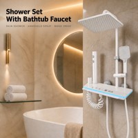Ensemble de douche mural gris blanc avec affichage LED et robinetterie pour salle de bain domestique et hôtels