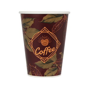 Logo personnalisé 12oz 90mm gobelet en papier biodégradable jetable de qualité alimentaire gaufrage d'estampage de café chaud à paroi unique écologique - Product Image 1