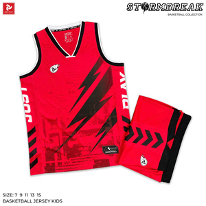 Offre Spéciale Ensemble de maillots de basket-ball personnalisés respirants, uniformes de sport OEM à la mode pour enfants, design spécial STORMBREAK JP - Product Image 3