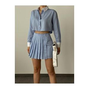 Set gonna Shorts blu in tessuto popeline