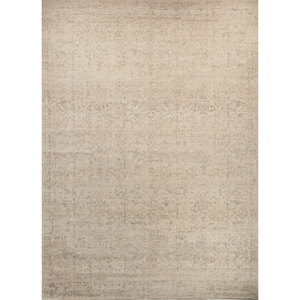 Alfombras de Lana Anudadas a Mano Erbe Ivory Gs-23 (Cs-01) con Patrones Rectangulares de Medallón Tabriz para Decoración de Habitaciones Juveniles y Salas de Estar - Product Image 1