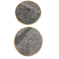 Sous-verre en marbre haut de gamme avec bordure en laiton doré, en résine et bois, pour tasses à thé et café, au prix le plus bas