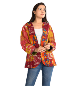 Cotton Hand Embroidered & Print <b>Jacket</b> Women Casual Clothing Winter Warm Wear <b>Jacket</b> Cotton Quilted V-Neck Party Wear Coat - Product Image 3