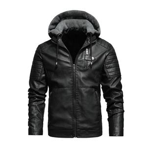 Veste en cuir PU à capuche pour homme, élégante, multi-poches, de qualité supérieure, personnalisable, fermeture éclair, mode - Product Image 6