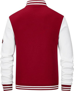 เสื้อแจ็กเก็ตเบสบอลสำหรับผู้ชายเสื้อแจ็กเก็ตเบสบอลขนสัตว์แขนเสื้อหนังปักโลโก้ - Product Image 5