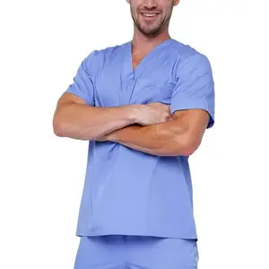 थोक कपास पॉलिएस्टर चिकित्सा नर्स रगडें सेट Mens Mens के लिए अस्पताल वर्दी सूट लघु आस्तीन दंत डॉक्टर Scrubs