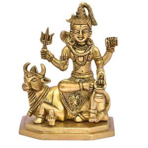 Estatua de Shiva de Estilo Tradicional con Diseño Moderno, Ídolo de Shankar Bholenath, Estatua de Latón Hecha a Mano para las Festividades de Diwali - Product Image 1