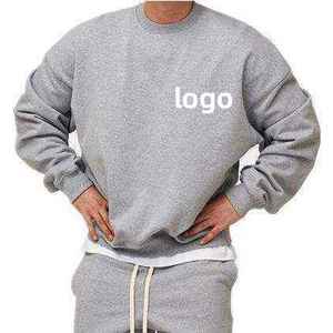 Sweat-shirts décontractés à capuche pour hommes, en molleton chaud, avec logo personnalisé, couleur unie, poids lourd, manches longues, fermeture éclair, cordon de serrage - Product Image 2