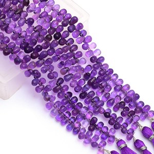 Perles en améthyste naturelle de qualité AAA+, forme goutte, lisses, 5x7mm-6x9mm, pierres semi-précieuses, pour la création de bijoux - Product Image 3