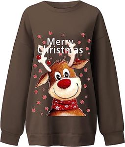 Wholesale custom design Women's Padded Round Neck Long Sleeve Tops Christmas Cute Print Sweatshirt - Product Image 5