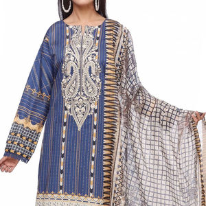 Broderie à la main sur la pelouse vêtements traditionnels indiens pakistanais Salwar Kameez robe musulmane robe d'été personnalisée pour femmes - Product Image 5