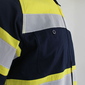 เสื้อโปโลสำหรับก่อสร้างผ้าฝ้าย100% เสื้อโปโลเพื่อความปลอดภัยทางถนนสำหรับคนทำงานสองโทนสีสะท้อนแสง - Product Image 5