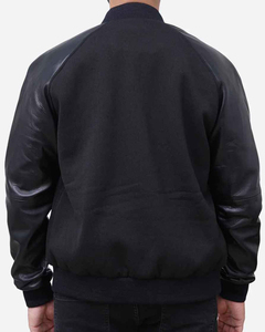 Veste universitaire grande taille de meilleure qualité pour hommes, veste en laine à manches en cuir avec logo personnalisé et broderie coupe-vent Letterman - Product Image 4