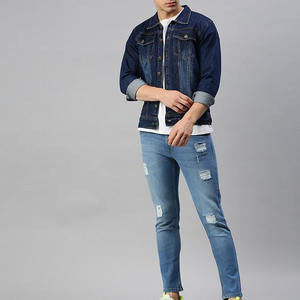 แจ็กเก็ตผ้ายีนส์ไฮสตรีทสำหรับผู้ชายเสื้อแจ็กเก็ตแนววินเทจสำหรับผู้ชายเสื้อผ้าลำลองกลางแจ้งผ้าฝ้ายทอลายทแยงออกแบบได้ตามต้องการ - Product Image 5