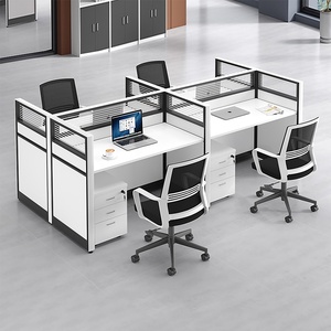 Modular 4 Person Office <b>Workstation</b> Modern Wooden Desk Commercial Grade Furniture - Product Image 5