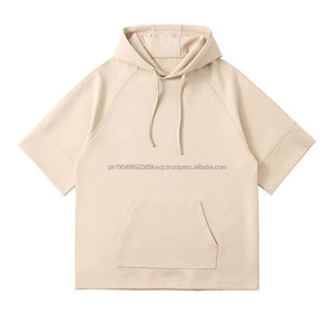 Sweat-shirt à capuche pour homme, pull-over uni, manches raglan courtes, logo imprimé, streetwear surdimensionné, unisexe, sweat-shirt personnalisé pour homme - Product Image 3