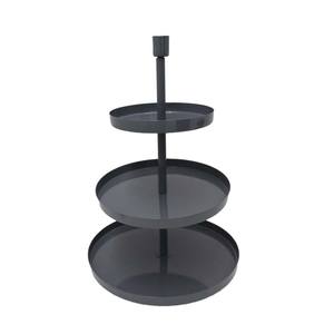 Présentoir à gâteau de forme ronde en métal à 3 niveaux au design unique gris fini pour présentoir de fête d'événement d'anniversaire en gros en vrac - Product Image 1