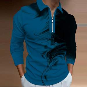 Camisa Polo Moderna con Estampado 3D Personalizada de Fábrica para Hombre, Polo de Golf Informal de Invierno y Otoño, Polo de Manga Larga de Poliéster con Cremallera - Product Image 4