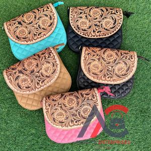 Bolso bandolera de cuero con solapa, diseño moderno y personalizado, bolso de hombro acolchado de cuero genuino con entramado de diamantes para mujer - Product Image 1