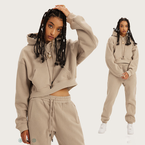 เสื้อสเวตเชิ้ตโอเวอร์ไซส์ผ้าฝ้ายหนานุ่มคุณภาพดี สไตล์เกาหลี ไหล่ตก แบบสวมหัว มีฮู้ด สำหรับสาวๆ ขายดี รับผลิตตามแบบ - Product Image 4