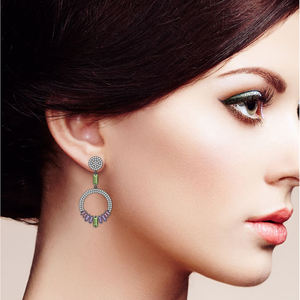 Multi-Gemstones Earrings 925 <b>Silver</b> Baguette Dangle Earrings Handmade Jewelry <b>Top</b> Quality Womens Gift - Product Image 4