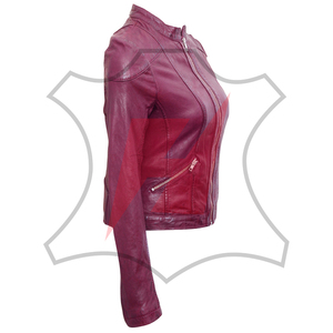 Veste en cuir coupe-vent de haute qualité pour femmes pour la saison automne-hiver en cuir d'agneau respirant Veste en cuir pour femmes - Product Image 3
