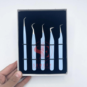 Pince à épiler professionnelle en acier inoxydable de haute qualité avec extension de pointe de Volume Sustianable de marque privée de couleurs personnalisées - Product Image 3