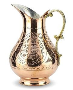 Jarra de Agua de Cobre Martillado Artesanal con Asa de Latón |   Jarra Vintage para Bebidas, Decoración del Hogar, Uso en Hoteles y Restaurantes - Product Image 4