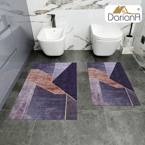 Dalewin Modern Hexagon Printed Bath <b>Mat</b> Rectangle Non-Slip Rubber Backed Microfiber Fabric <b>Machine</b> <b>Washable</b> Home Use Gray - Product Image 2