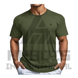 T-shirts décontractés pour hommes de haute qualité, été, 100% polyester, col rond, manches courtes, coupe classique, en molleton lavé, crocheté, 150g, couleur unie - Product Image 1