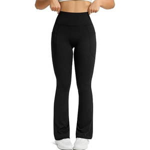Women's <b>Flare</b> <b>Leggings</b> High Waist Stretch Fabric Wide Leg Yoga Pants Breathable Eco-Friendly Spandex/Nylon Custom Activewear - Product Image 1