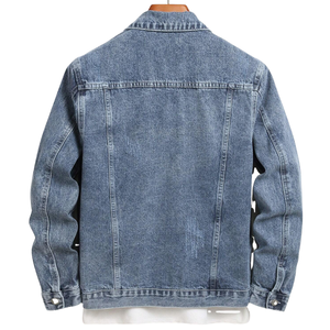 เสื้อแจ็คเก็ตยีนส์สีน้ำเงินเข้มสไตล์วินเทจสำหรับผู้ชาย ผ้าฝ้าย 100% ติดกระดุมด้านหน้า แขนยาว สไตล์ลำลองทรงทรัคเกอร์ ทรงปกติ สำหรับฤดูใบไม้ร่วงและฤดูใบไม้ผลิ - Product Image 2