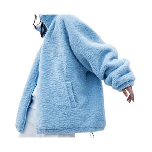 Chaqueta de lana de invierno Unisex para hombre, manga larga, cuello levantado, cremallera completa, cálida, Sherpa, prendas de vestir exteriores, logotipo frontal, forro de bambú, teñido liso - Product Image 5