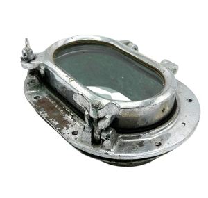 Salvaged Chrome <b>Covered</b> Brass Oval Porthole Nautical Maritime Wall Decor - <b>Window</b> - Product Image 1