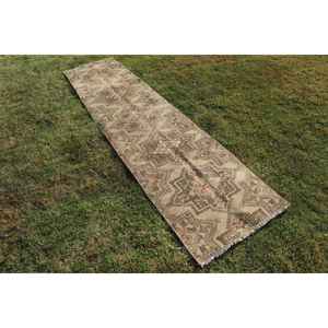 2,1x8,7 ft <b>Runner</b> Vintage Rug, Turkish Rug, Brown <b>Red</b> Striped Wool Rug - Product Image 4