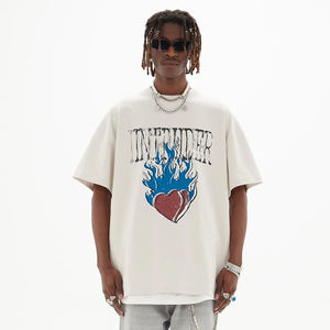 Heavyweight 100% algodón para hombre lavado con ácido Street Wear Graphic Tees Black Stone Retro Vintage camiseta - Product Image 6