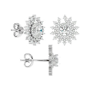 Hermosos Pendientes de Diamantes Redondos de Corte Brillante de 2.97ct en Oro Blanco de 10K para Boda o Compromiso por Rikhava Diamonds - Product Image 1