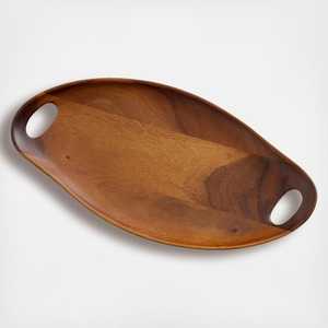 Bandeja de servicio de madera natural para el hogar y el hotel, utensilios de cocina de mesa, bandeja para servir alimentos y aperitivos, Color marrón hecho a mano - Product Image 1
